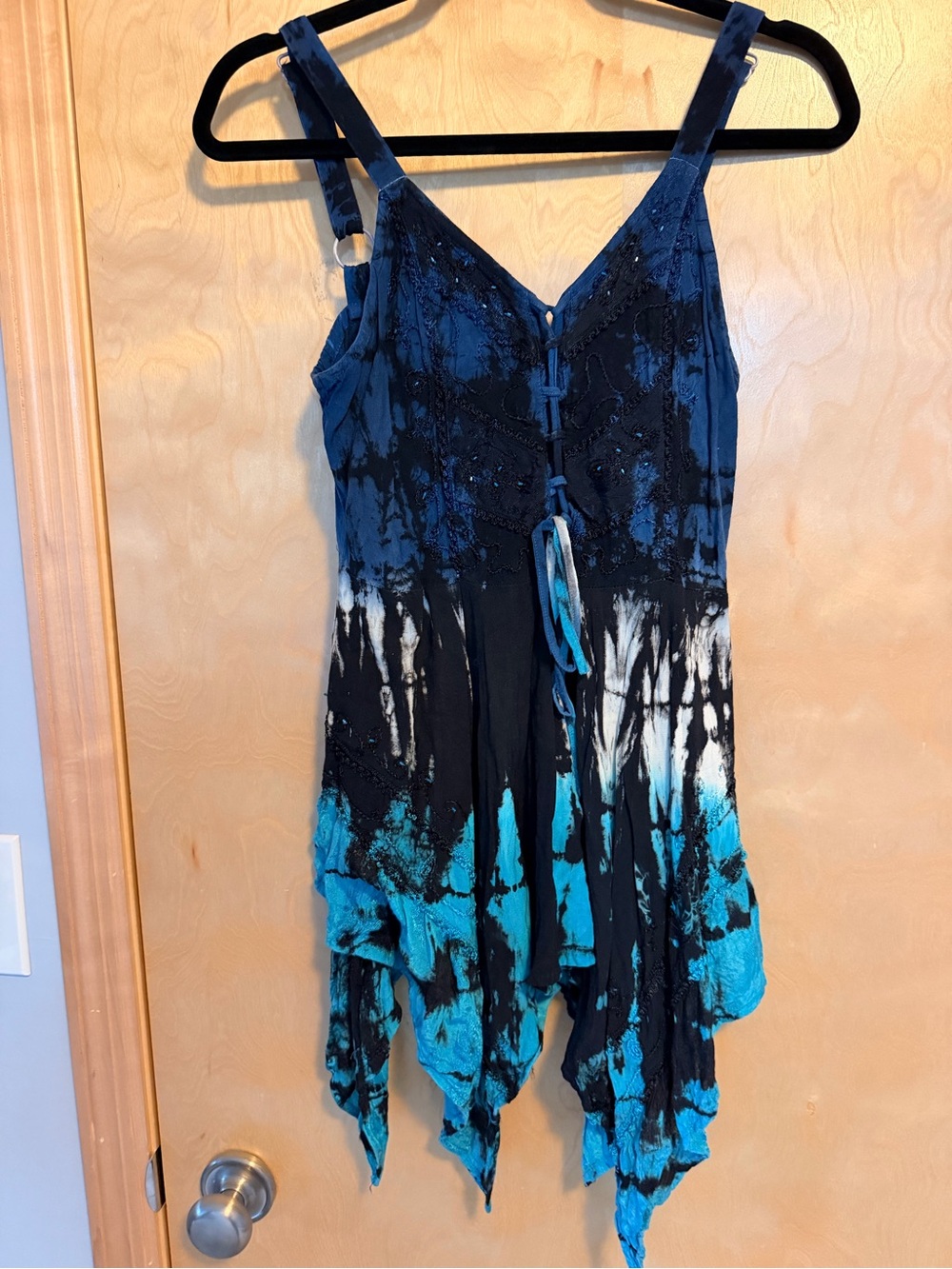Blue & Black Tie-Dye One-Piece Tunic adjustable Tank top ✌️